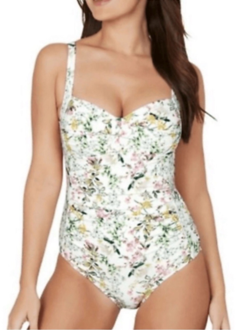 Nip Tuck Joanne Wattlewedo size 8 Tummy Control One Piece Swimsuit White Floral